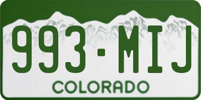 CO license plate 993MIJ