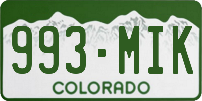 CO license plate 993MIK