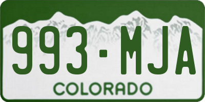 CO license plate 993MJA