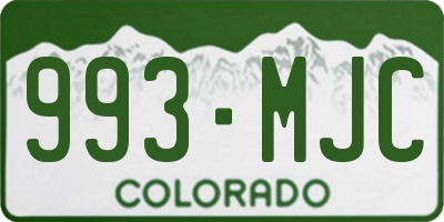 CO license plate 993MJC