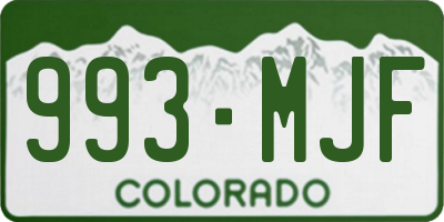 CO license plate 993MJF