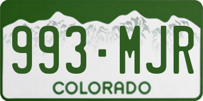 CO license plate 993MJR