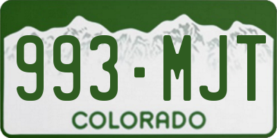 CO license plate 993MJT