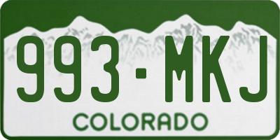 CO license plate 993MKJ