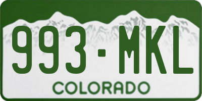 CO license plate 993MKL