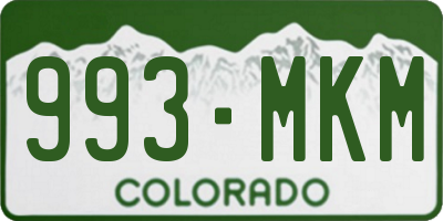 CO license plate 993MKM