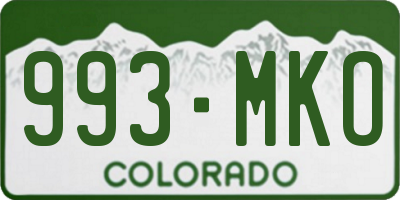 CO license plate 993MKO