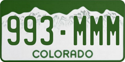 CO license plate 993MMM