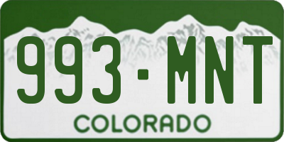 CO license plate 993MNT