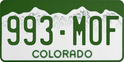 CO license plate 993MOF