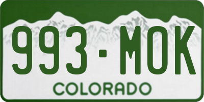 CO license plate 993MOK