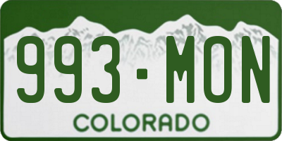 CO license plate 993MON