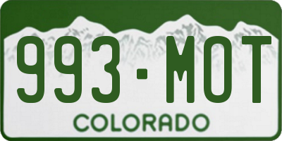 CO license plate 993MOT