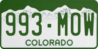 CO license plate 993MOW