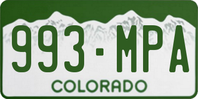 CO license plate 993MPA