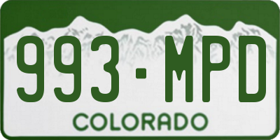 CO license plate 993MPD