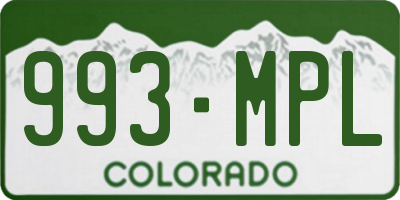 CO license plate 993MPL