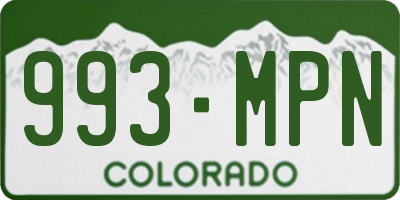 CO license plate 993MPN