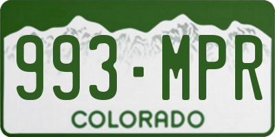 CO license plate 993MPR