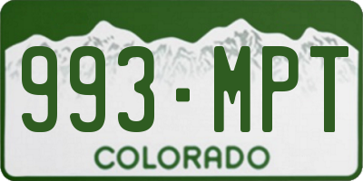 CO license plate 993MPT