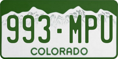 CO license plate 993MPU