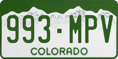 CO license plate 993MPV