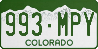 CO license plate 993MPY