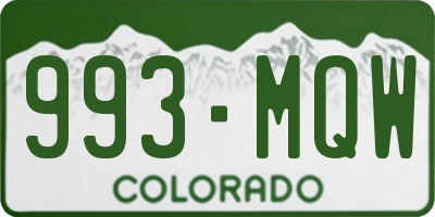 CO license plate 993MQW