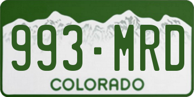 CO license plate 993MRD