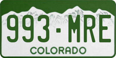 CO license plate 993MRE