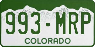 CO license plate 993MRP