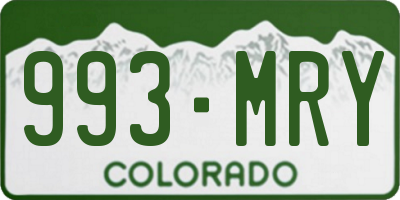 CO license plate 993MRY