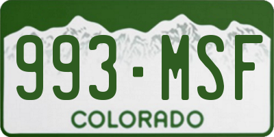CO license plate 993MSF