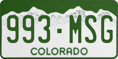 CO license plate 993MSG