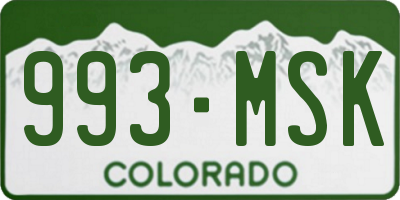 CO license plate 993MSK