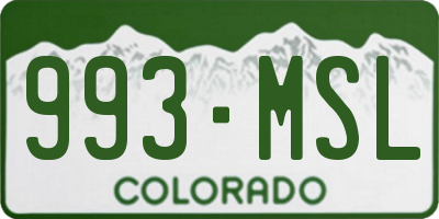 CO license plate 993MSL