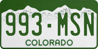 CO license plate 993MSN