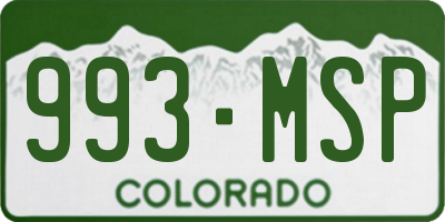 CO license plate 993MSP