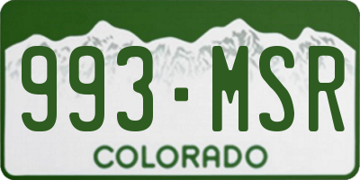 CO license plate 993MSR