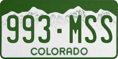 CO license plate 993MSS