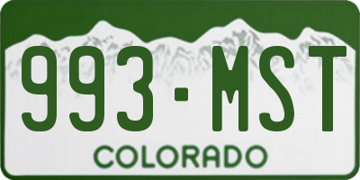 CO license plate 993MST