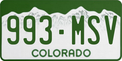CO license plate 993MSV