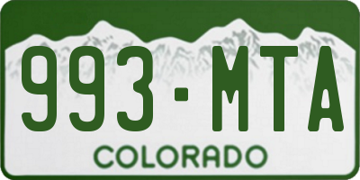 CO license plate 993MTA