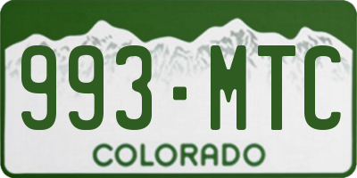 CO license plate 993MTC