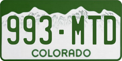 CO license plate 993MTD