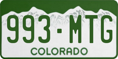 CO license plate 993MTG