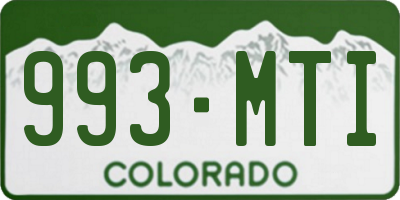 CO license plate 993MTI