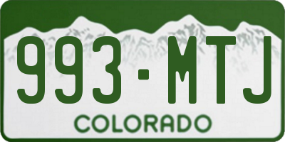 CO license plate 993MTJ