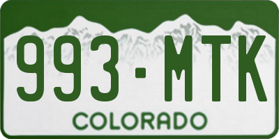 CO license plate 993MTK