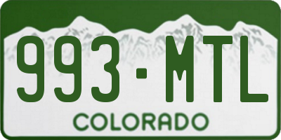 CO license plate 993MTL